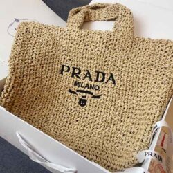 Prada Large Raffia Tote Bag Natural replica