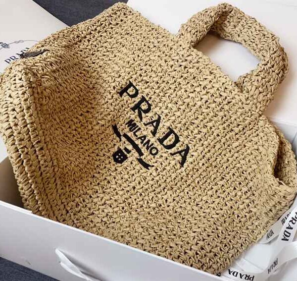 Prada Large Raffia Tote Bag Natural replica