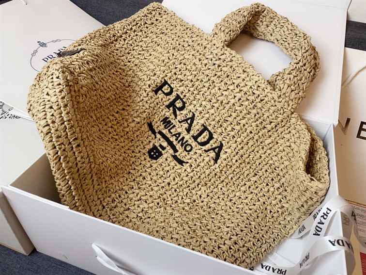 Prada Large Raffia Tote Bag Natural replica