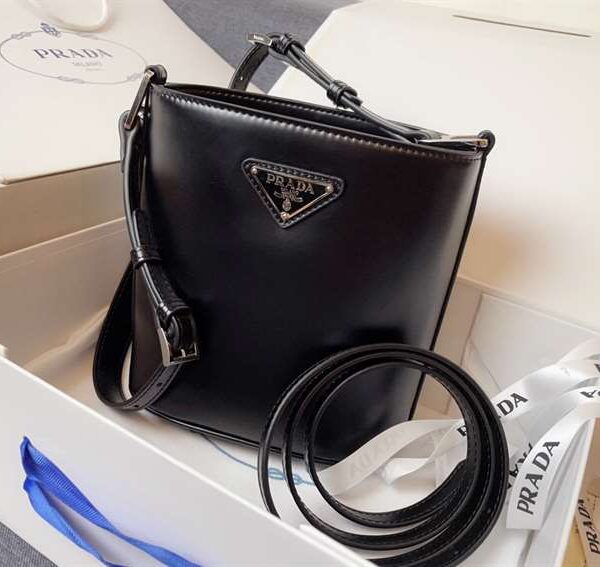 Prada Mini Brushed-Leather Bucket Bag replica