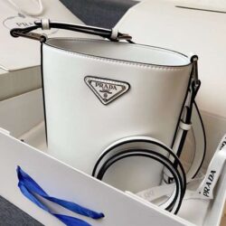 Prada Mini Brushed-Leather Bucket Bag replica