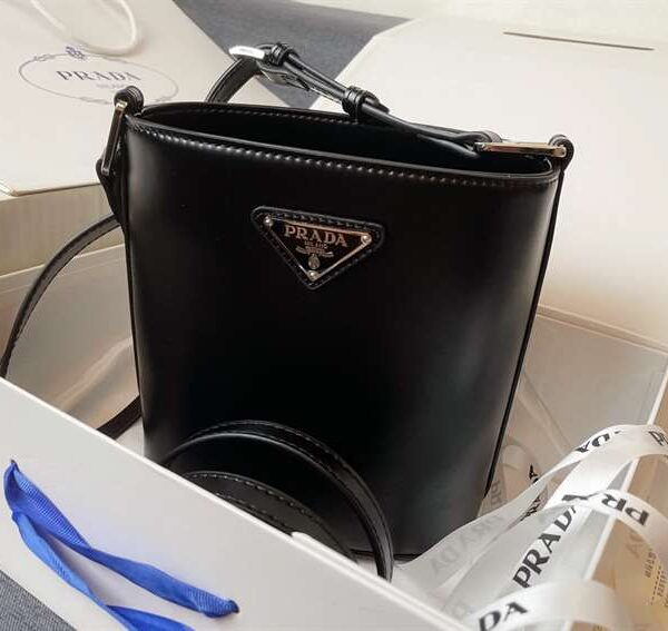 Prada Mini Brushed-Leather Bucket Bag replica