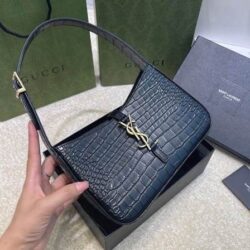 YSL LE 5 À 7 HOBO BAG IN CROCODILE-EMBOSSED SHINY LEATHER replica