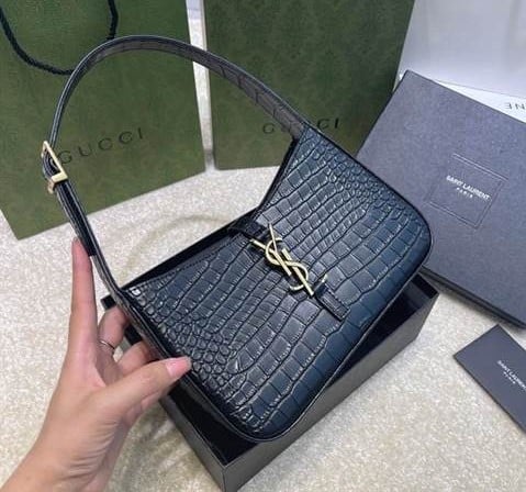 YSL LE 5 À 7 HOBO BAG IN CROCODILE-EMBOSSED SHINY LEATHER replica