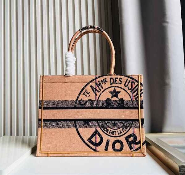 Dior MEDIUM BOOK TOTE Beige Jute replica