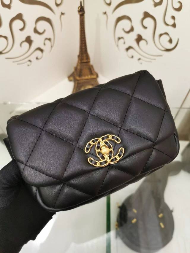 Chanel Lambskin Quilted Chanel 19 Waist Bag replica