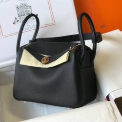 HERMÈS LINDY 26CM CLEMENCE ETOUPE 18 GOLD HARDWARE