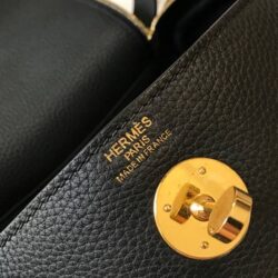 HERMÈS LINDY 26CM CLEMENCE ETOUPE 18 GOLD HARDWARE