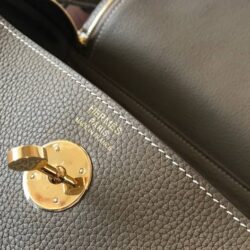 HERMÈS LINDY 26CM CLEMENCE ETOUPE 18 GOLD HARDWARE