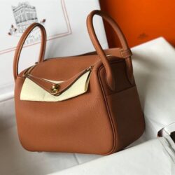 HERMÈS LINDY 26CM CLEMENCE ETOUPE 18 GOLD HARDWARE