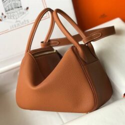 HERMÈS LINDY 26CM CLEMENCE ETOUPE 18 GOLD HARDWARE