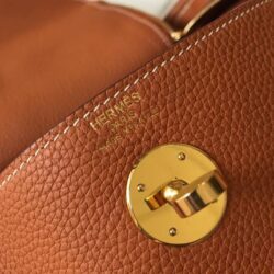 HERMÈS LINDY 26CM CLEMENCE ETOUPE 18 GOLD HARDWARE