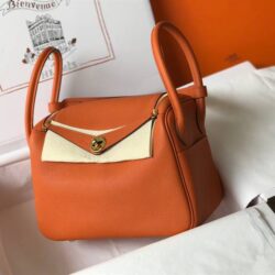 HERMÈS LINDY 26CM CLEMENCE ETOUPE 18 GOLD HARDWARE