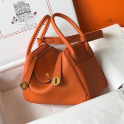 HERMÈS LINDY 26CM CLEMENCE ETOUPE 18 GOLD HARDWARE