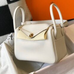 HERMÈS LINDY 26CM CLEMENCE ETOUPE 18 GOLD HARDWARE