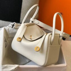 HERMÈS LINDY 26CM CLEMENCE ETOUPE 18 GOLD HARDWARE