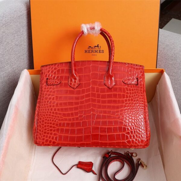 Hermes Birkin 25 Orange Crocodile Exotic Tote Bag