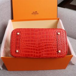 Hermes Birkin 25 Orange Crocodile Exotic Tote Bag