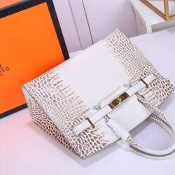 Hermès Birkin 25 Blanc Himalaya Crocodile Bag