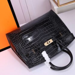 Hermès Birkin 30 Black Shiny Porosus Croc replica