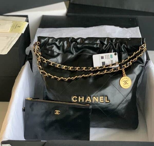 Chanel 22 Small Shiny Calfskin & Gold-Tone Metal