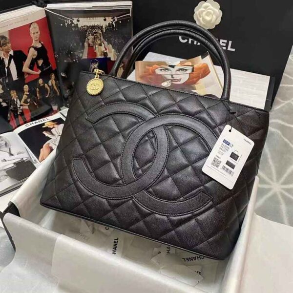 Chanel Quilted Caviar Leather Vintage Medallion Bag