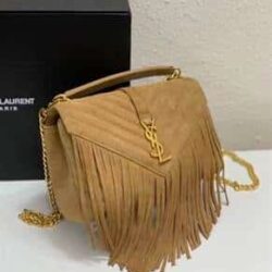 YSL Suede Fringe Small Monogram Satchel replica