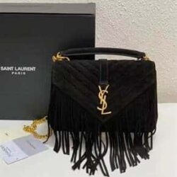 YSL Suede Fringe Small Monogram Satchel replica