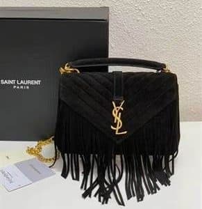 YSL Suede Fringe Small Monogram Satchel replica